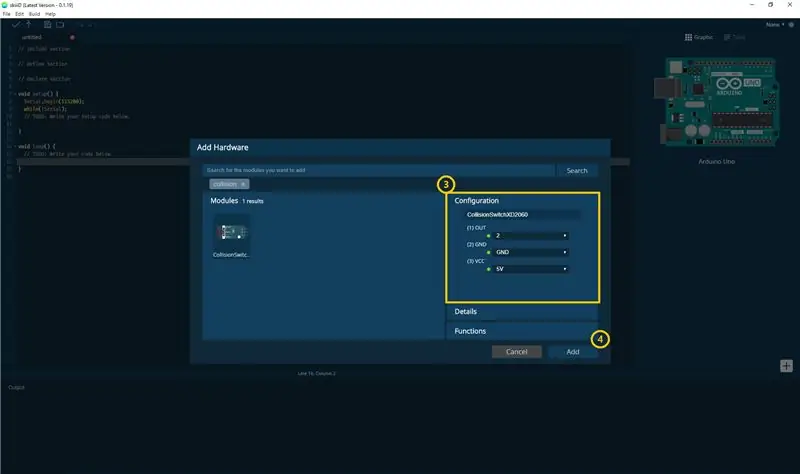 Indicação e configuração do pino