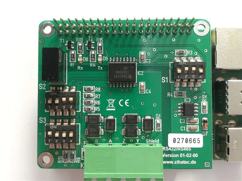 Configuració del commutador DIP per a RS485 HAT