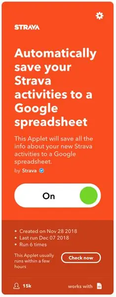 ขั้นตอนที่ 2A: สร้าง Strava ไปยัง Google Spreadsheet Trigger