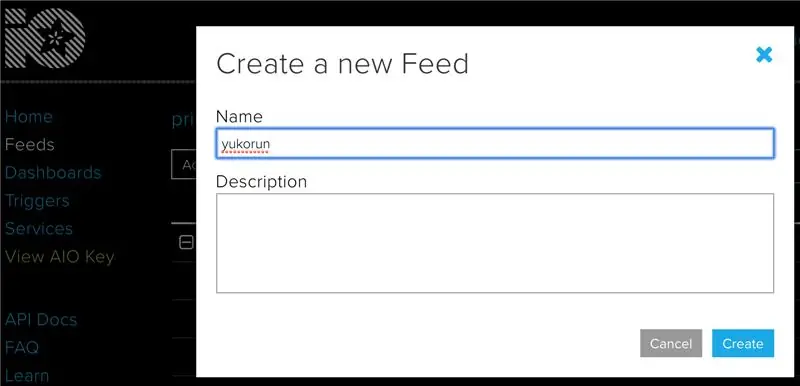 Trinn 2B: Lag feed i Adafruit Io