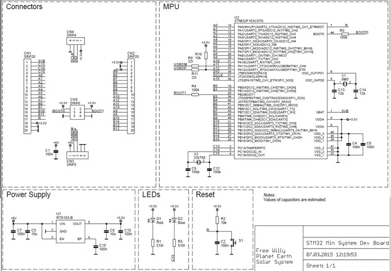 STM32F103 ზოგადი პროტოტიპის დაფა, ცისფერი აბი