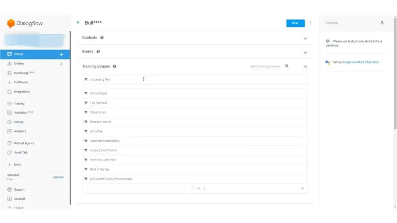 Formació de la IA - Dialogflow