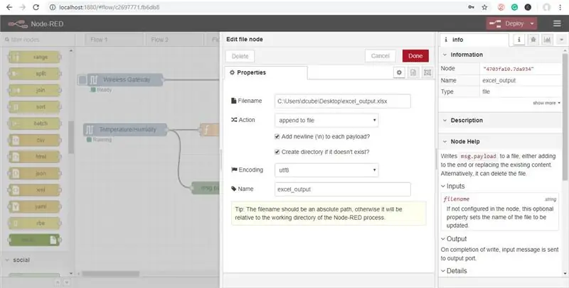 Klik dua kali padanya untuk Mengedit Node Fail, Masukkan Nama Fail Di Mana Anda Ingin Menyimpan Nilai Seperti yang ditunjukkan dalam Gambar