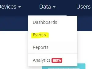 Criação de eventos em Ubidots