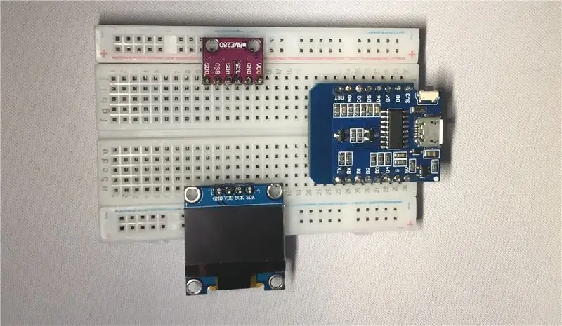 Prototipų kūrimas „Breadboard“(pereikite prie 3 veiksmo, jei norite pereiti prie kodo ir surinkimo)