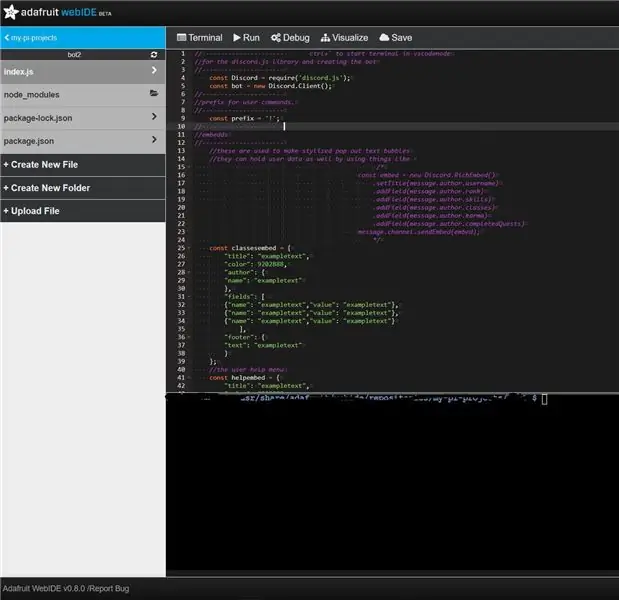 Seitsmes osa: Adafruit WebIDE installimine