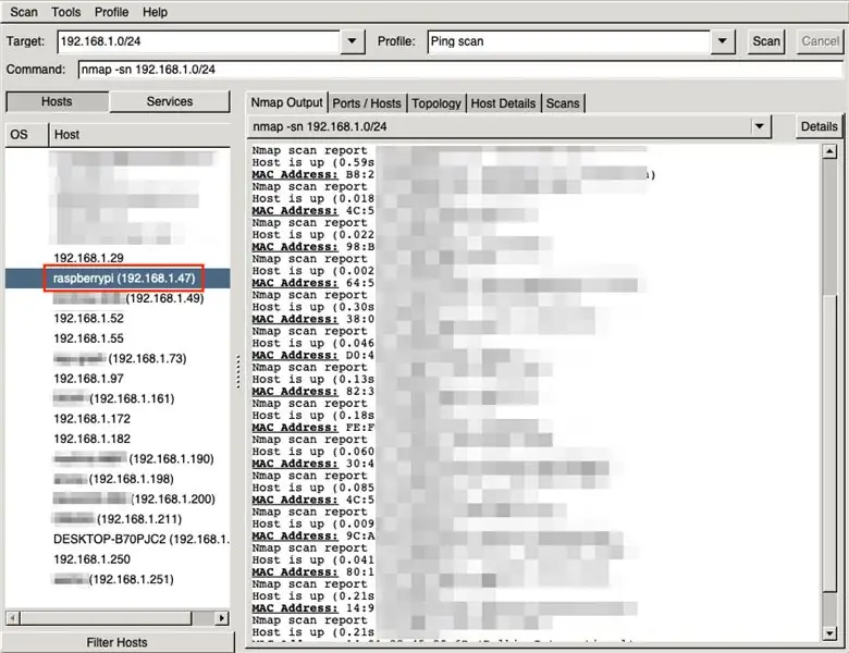 Inicialize e encontre o endereço IP do PI