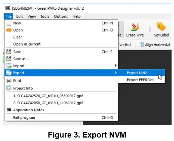 GreenPAK NVM adatok exportálása GreenPAK tervezési fájlból