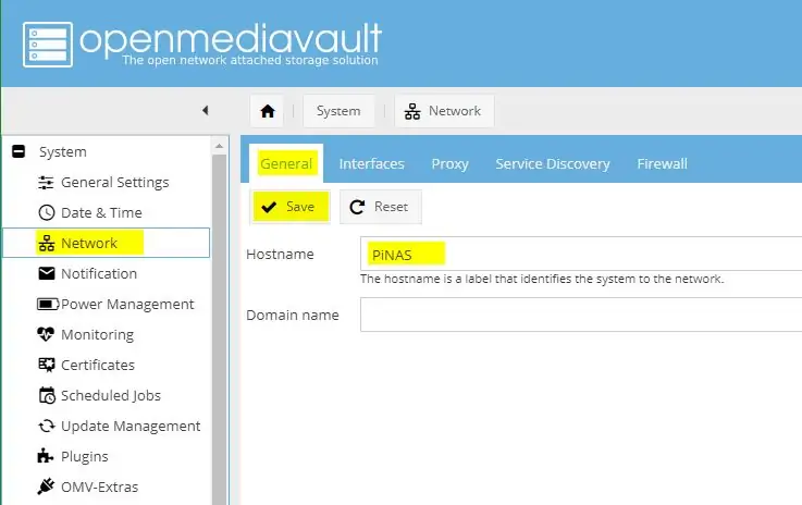 Configuration d'OMV: Système