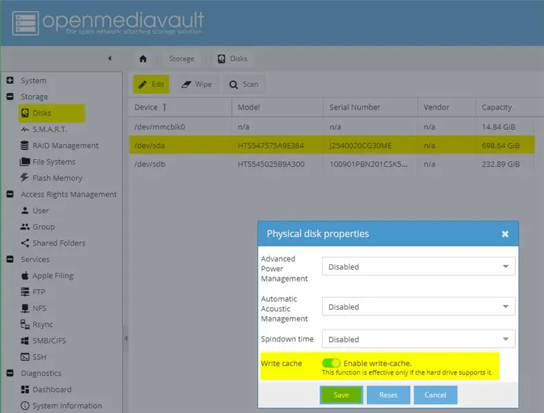 Configuration d'OMV: Stockage