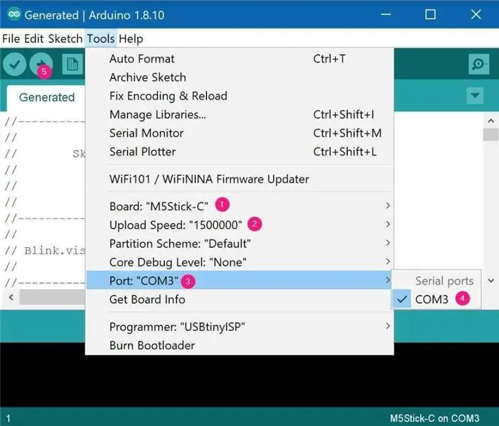 Генерирайте, компилирайте и качете кода на Arduino
