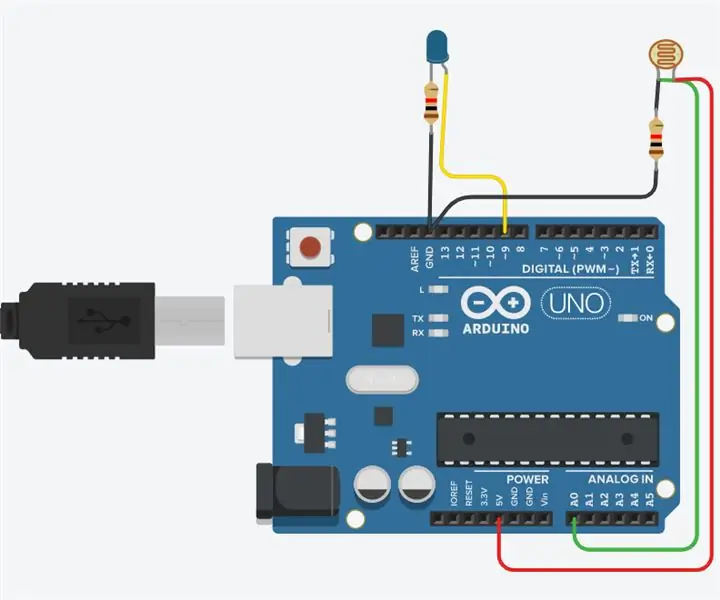 LED -piiri (TinkerCad): 3 vaihetta