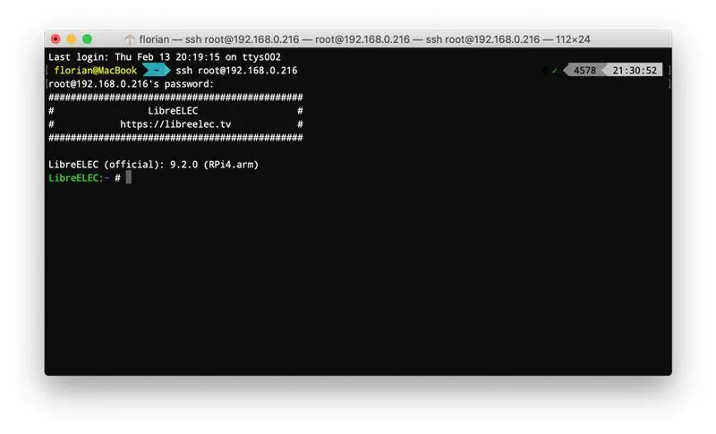 Kapcsolja be és SSH -t a LibreELEC -be