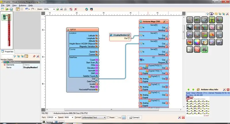 AJOUT DU MODULE GPS ET DE L'AFFICHAGE NEXTION DANS VISUINO