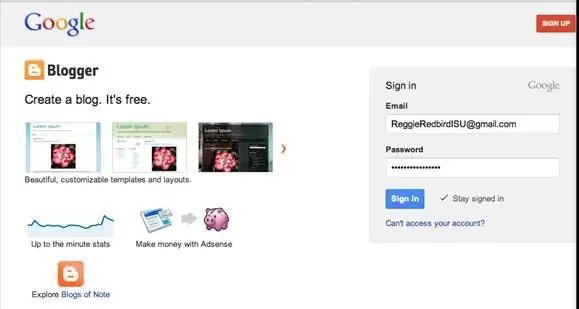 Reģistrēšanās Blogger