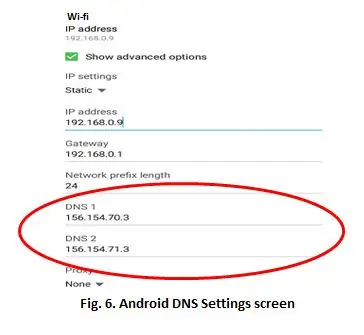 تغییر تنظیمات DNS برای شبکه های Wifi در دستگاه های تلفن همراه Android و Apple