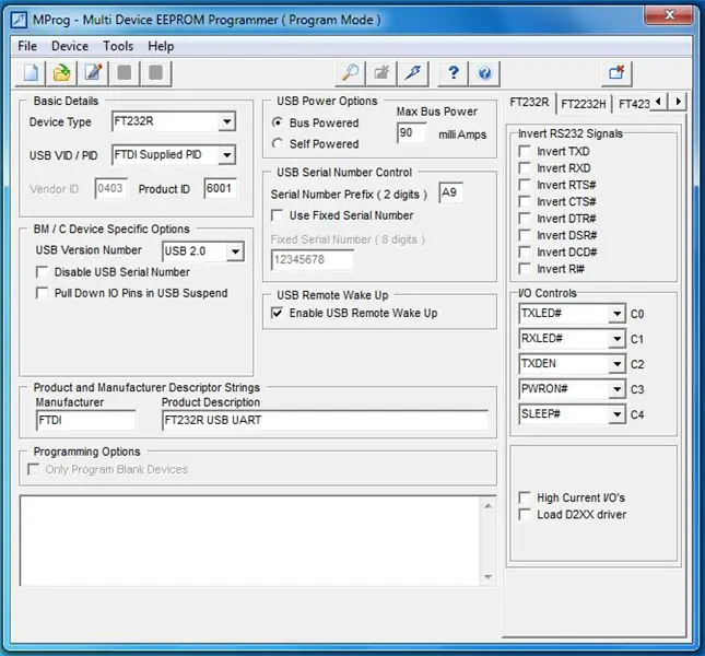 Configureu FTDI232RL