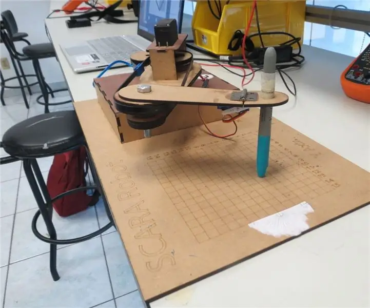 SCARA -robot: leer oor Foward en omgekeerde kinematika !!! (Plot Twist Leer hoe om 'n intydse koppelvlak in ARDUINO te maak met behulp van verwerking !!!!): 5 stappe (met foto's)