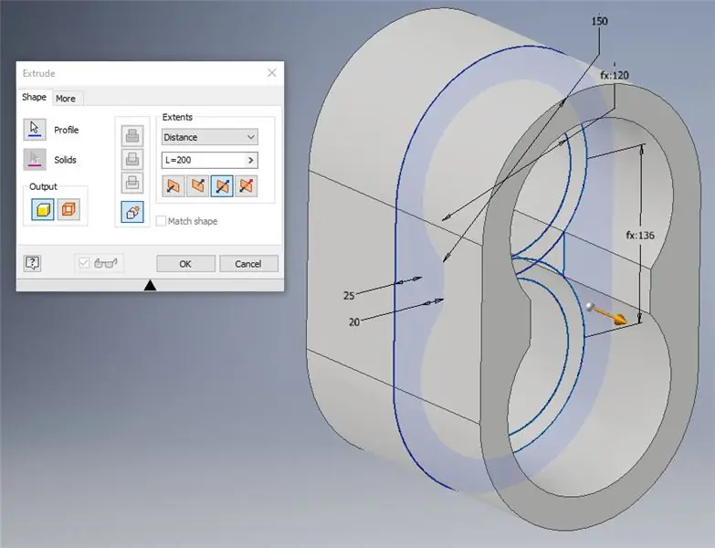 Terminer l'esquisse et extruder le composant de base