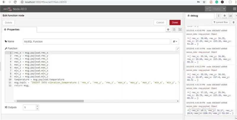 Feu doble clic al node per obrir les opcions de configuració