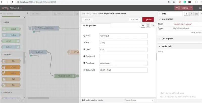 Endi Xampp -da sukut bo'yicha User = Root ni qo'shing va parol bo'sh. Siz shuningdek foydalanuvchi va parolni yaratishingiz mumkin, bu erga kiriting, so'ng ma'lumotlar bazasi nomini va vaqt zonasini kiriting (ixtiyoriy), so'ng "Yangilash va Bajarildi" ni bosing