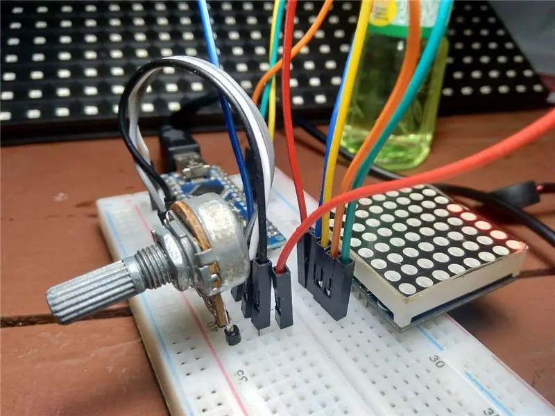 Arduino: Potentio indikatori MAX7219 LED matritsasidan foydalanadi