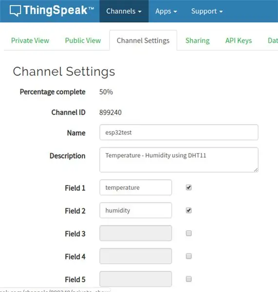 Configuración de ThingSpeak