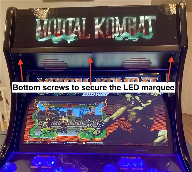 Monteer LED -markiestent in Arcade -kabinet