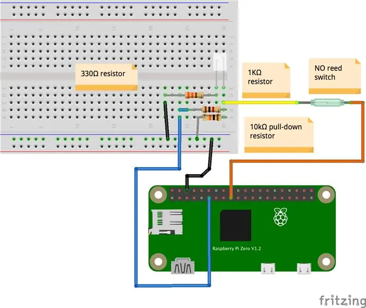 Menghubungkan Reed Switch ke Pi