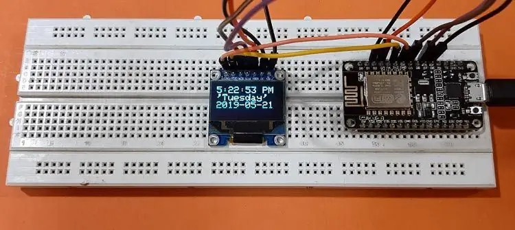 Internet sat: Prikažite datum i vrijeme s OLED -om pomoću ESP8266 NodeMCU s NTP protokolom