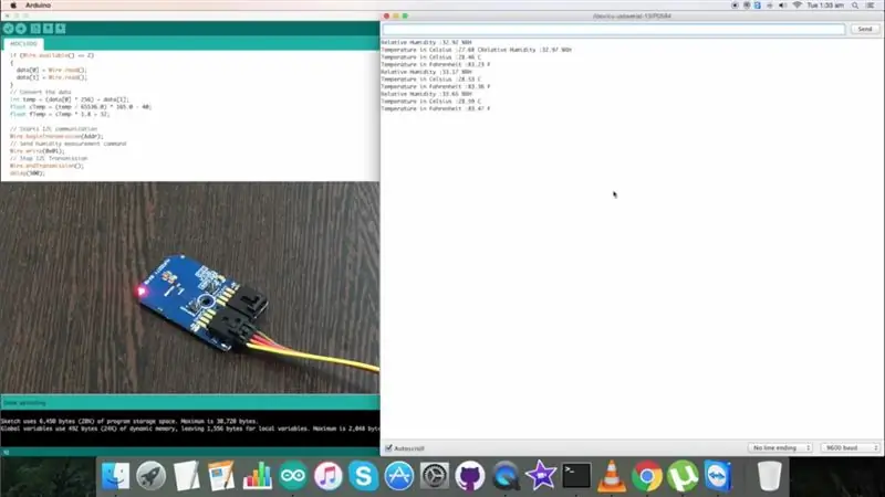 तापमान और आर्द्रता मापन के लिए कोड