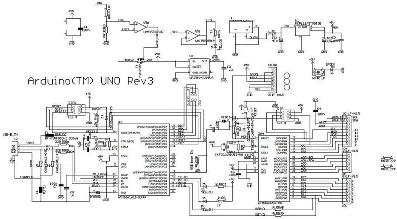 Dominuoja „Arduino UNO“elektroninė schema