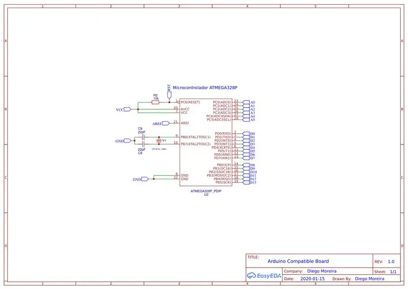 ATMEGA328P elektroninė schema