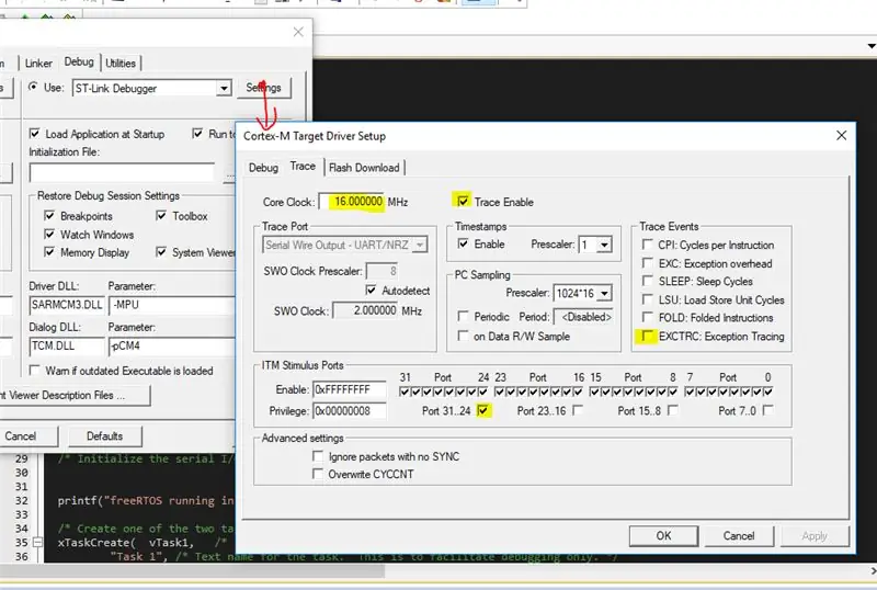 กำหนดค่าโปรแกรมแก้ไขข้อบกพร่อง ST-Link