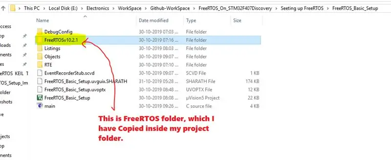 আপনার প্রকল্প ফোল্ডারে FreeRTOS অনুলিপি করুন