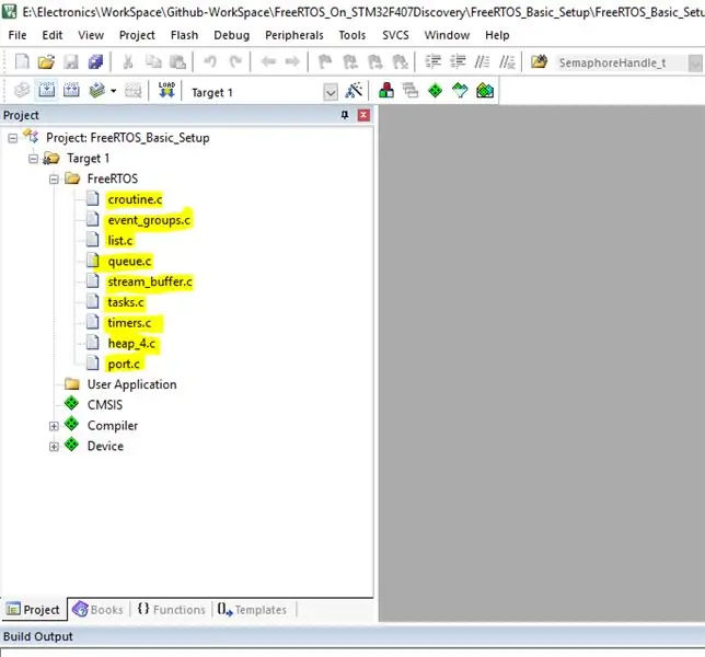 Magdagdag ng FreeRTOS Files sa Project