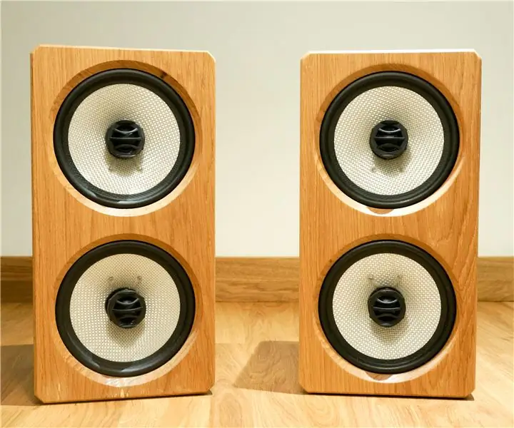 White Oak Faced Powerful Passive Speakers: 16 Langkah (dengan Gambar)