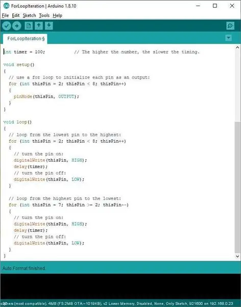 Llistats de format automàtic Arduino