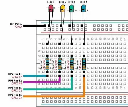 Pagkontrol ng Maramihang mga LED Sa Python at Iyong Mga Piano ng GPP ng Iyong Raspberry Pi: 4 na Hakbang (na may Mga Larawan)