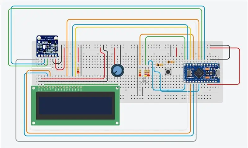 Conexión del circuito de prueba del selector de color RGB