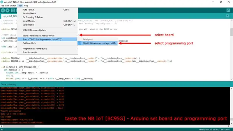 Arduino - NB IoT Echo тестийг эмхэтгэх, байршуулах, ажиллуулах