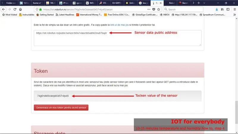 Robofun Cloud - განსაზღვრეთ ახალი სენსორები და დააკოპირეთ TOKEN პარამეტრები