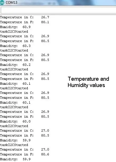 Code voor het lezen van temperatuur- en vochtigheidswaarden