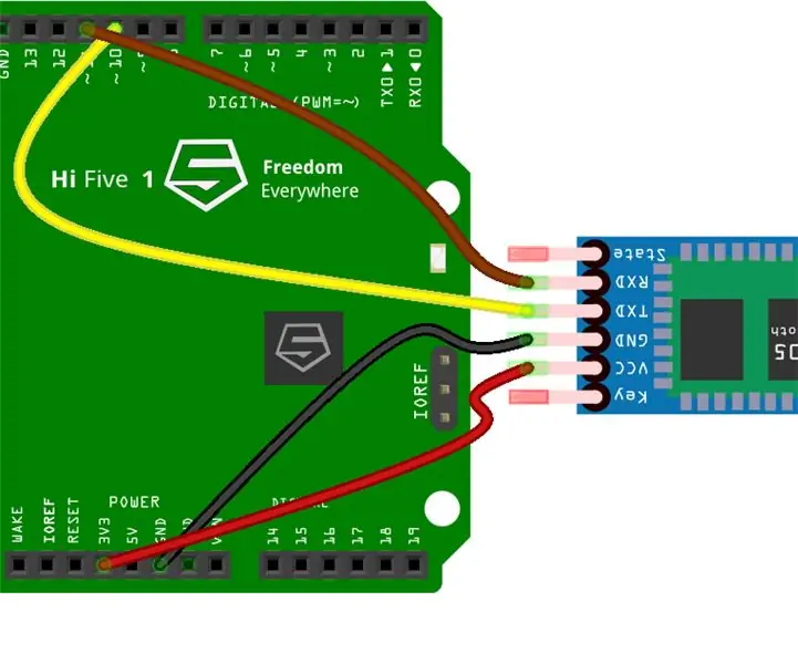 „HiFive1 Arduino“su „HC-05“„Bluetooth“modulio pamoka: 7 žingsniai