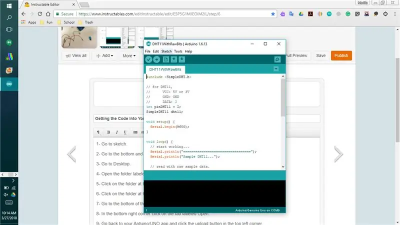 Introducir el código en su aplicación Arduino / UNO