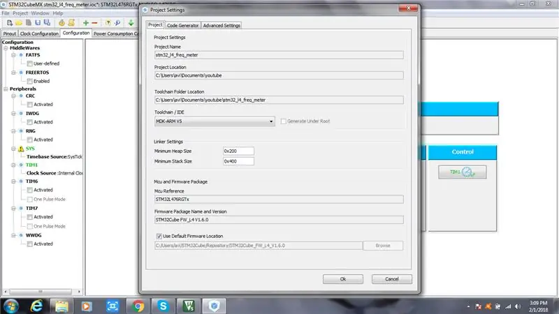 Beri Nama untuk Projek Anda dan Hasilkan Kod untuk Keil Ide Dari Stm32cubemx