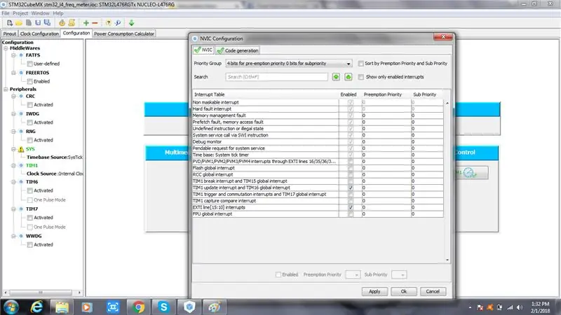 Izberite TIMER1 in Vir ure kot Notranja ura. In nastavite v TIMER1 glede na slike