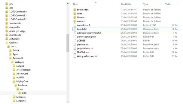 Tražite datoteku Boards.txt u direktoriju Mightycore