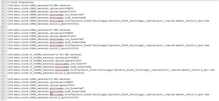 Modifiez le Boards.txt et le bootload avec Mightycore