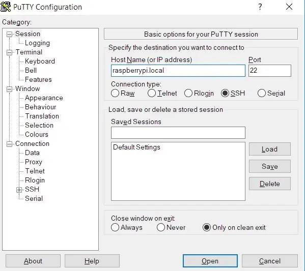 Вариант 2 - Включите Raspberry и подключитесь к нему